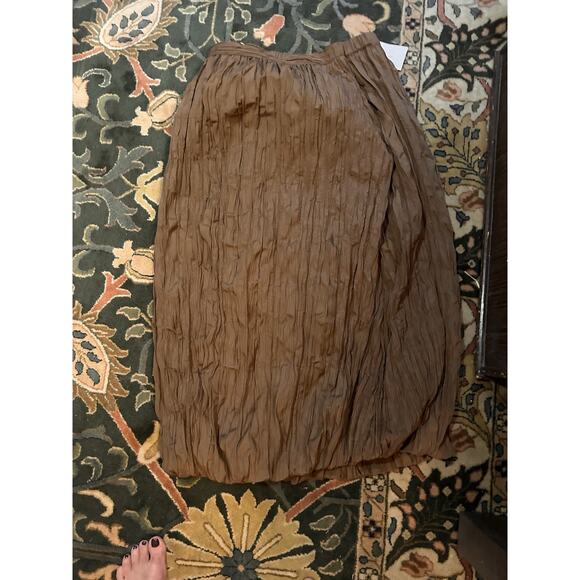 ZARA top skirt WRINKLED EFFECT BALLOON TOP S & MIDI SKIRT BROWN M 7969/027 - Picture 5 of 7